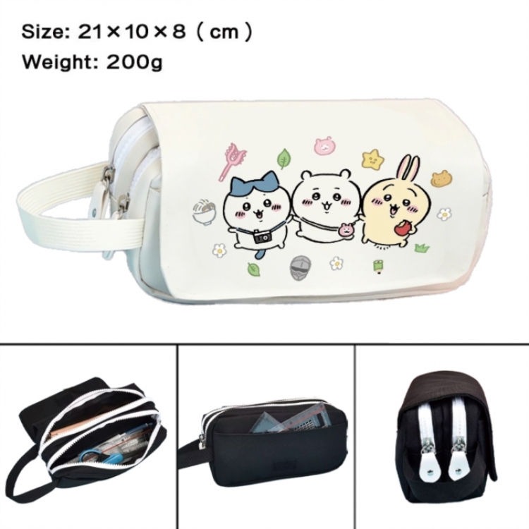 Chiikawa Anime peripheral handheld large capacity double-layer Oxford cloth pencil case 21X10X8cm