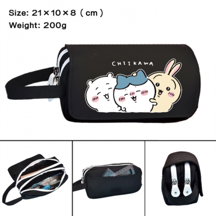Chiikawa Anime peripheral handheld large capacity double-layer Oxford cloth pencil case 21X10X8cm