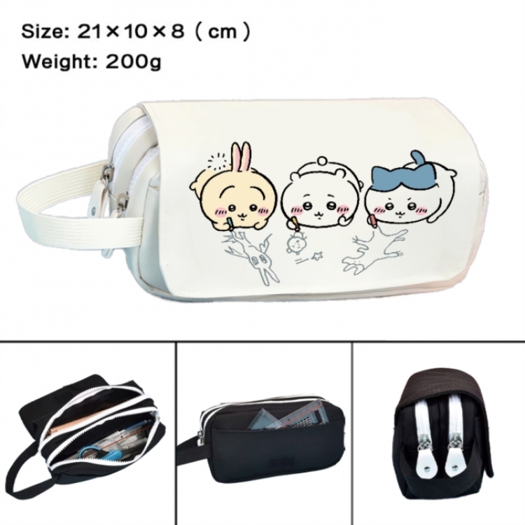 Chiikawa Anime peripheral handheld large capacity double-layer Oxford cloth pencil case 21X10X8cm