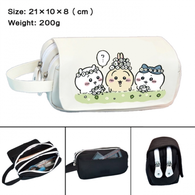 Chiikawa Anime peripheral handheld large capacity double-layer Oxford cloth pencil case 21X10X8cm
