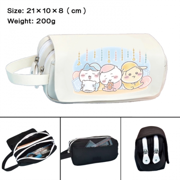 Chiikawa Anime peripheral handheld large capacity double-layer Oxford cloth pencil case 21X10X8cm
