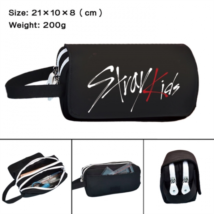 straykids Anime peripheral handheld large capacity double-layer Oxford cloth pencil case 21X10X8cm