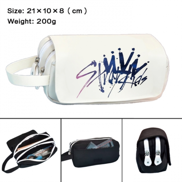 straykids Anime peripheral handheld large capacity double-layer Oxford cloth pencil case 21X10X8cm