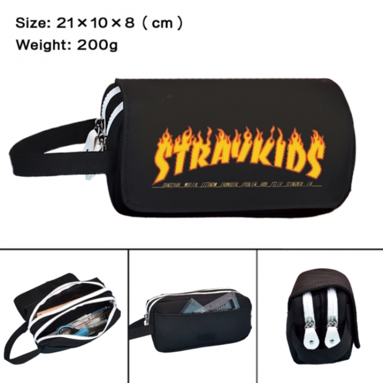 straykids Anime peripheral handheld large capacity double-layer Oxford cloth pencil case 21X10X8cm