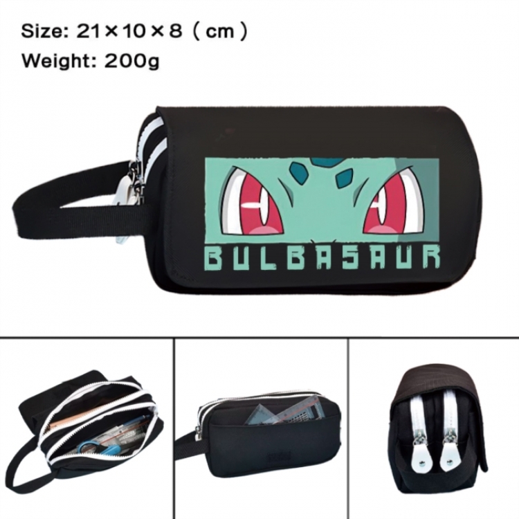 Pokemon Anime peripheral handheld large capacity double-layer Oxford cloth pencil case 21X10X8cm