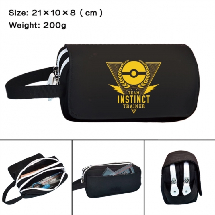 Pokemon Anime peripheral handheld large capacity double-layer Oxford cloth pencil case 21X10X8cm