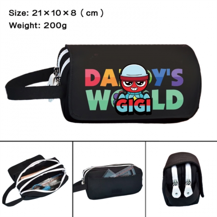 Dandy's World Anime peripheral handheld large capacity double-layer Oxford cloth pencil case 21X10X8cm