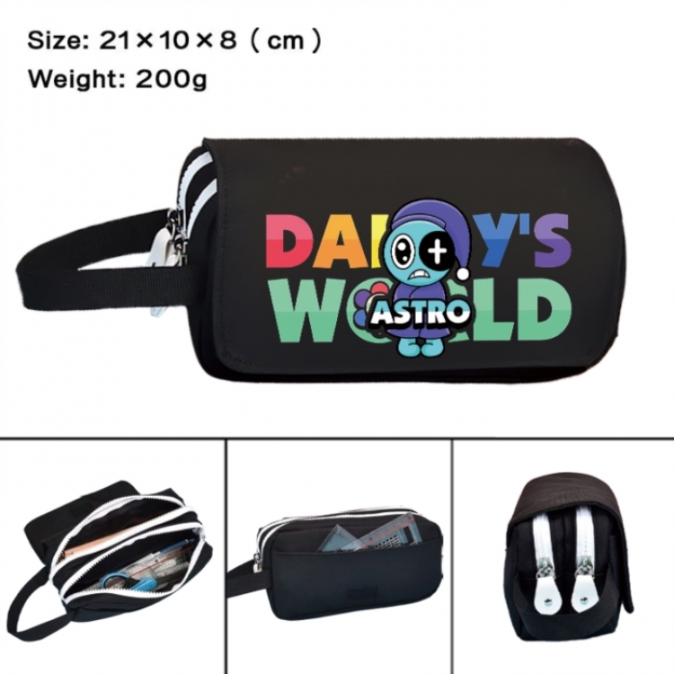 Dandy's World Anime peripheral handheld large capacity double-layer Oxford cloth pencil case 21X10X8cm