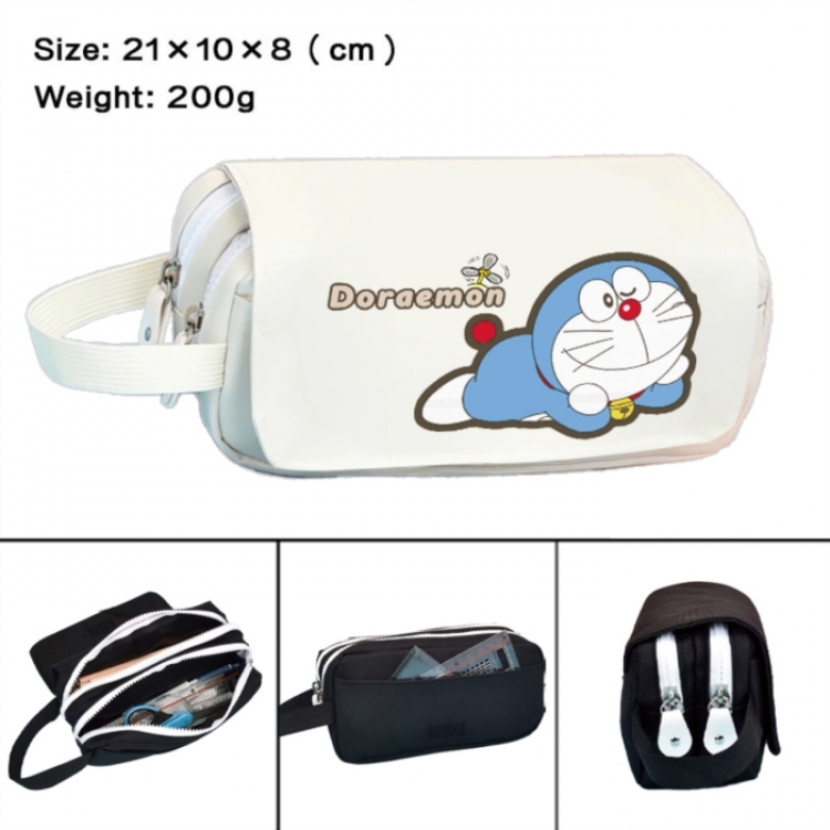 Doraemon Anime peripheral handheld large capacity double-layer Oxford cloth pencil case 21X10X8cm