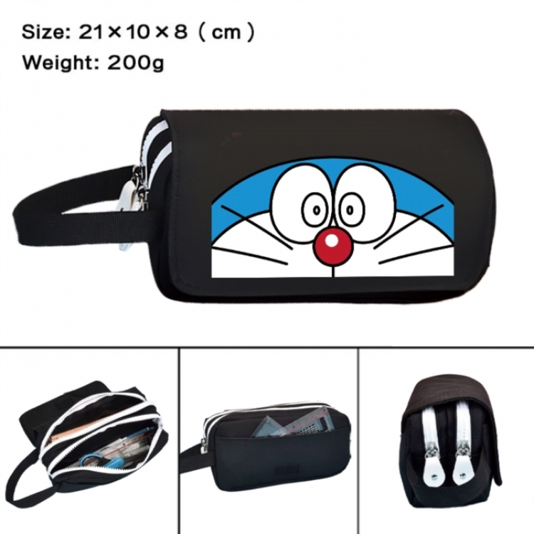 Doraemon Anime peripheral handheld large capacity double-layer Oxford cloth pencil case 21X10X8cm