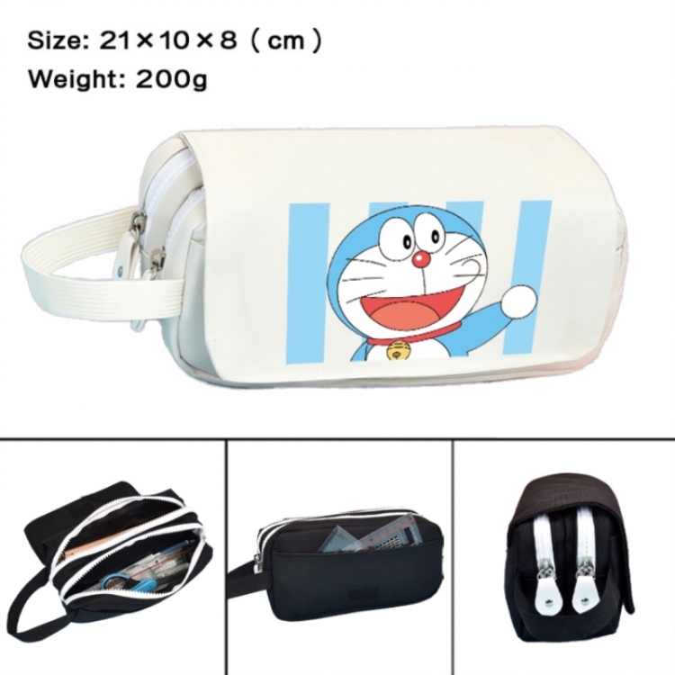 Doraemon Anime peripheral handheld large capacity double-layer Oxford cloth pencil case 21X10X8cm