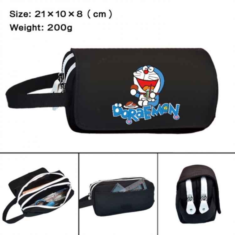Doraemon Anime peripheral handheld large capacity double-layer Oxford cloth pencil case 21X10X8cm