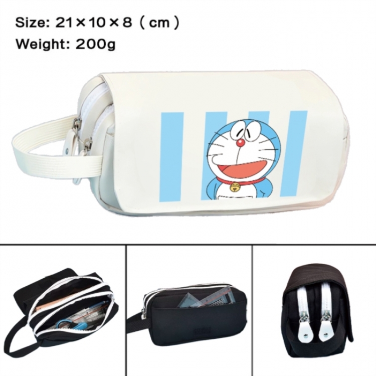 Doraemon Anime peripheral handheld large capacity double-layer Oxford cloth pencil case 21X10X8cm