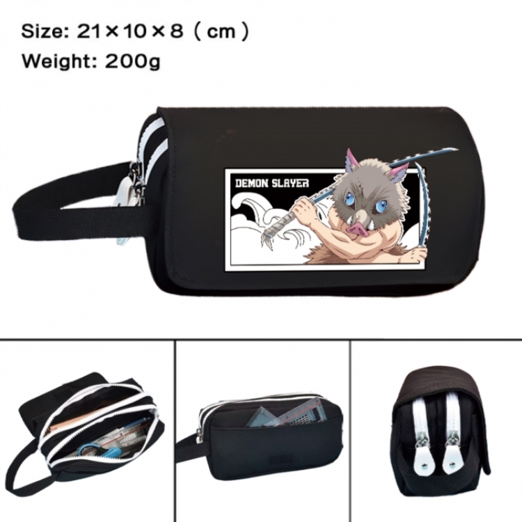 Demon Slayer Kimets Anime peripheral handheld large capacity double-layer Oxford cloth pencil case 21X10X8cm