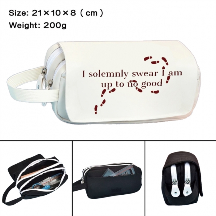 Harry Potter Anime peripheral handheld large capacity double-layer Oxford cloth pencil case 21X10X8cm