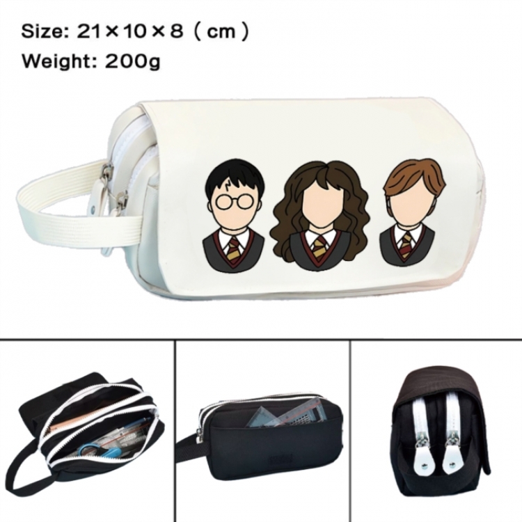 Harry Potter Anime peripheral handheld large capacity double-layer Oxford cloth pencil case 21X10X8cm