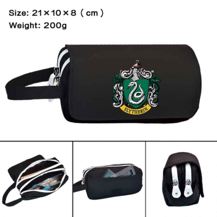 Harry Potter Anime peripheral handheld large capacity double-layer Oxford cloth pencil case 21X10X8cm