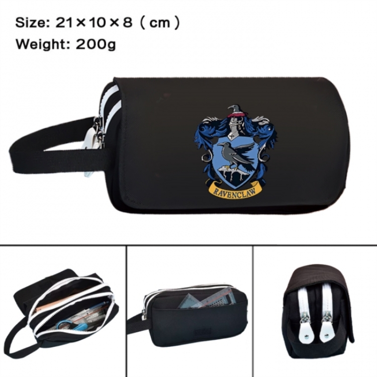 Harry Potter Anime peripheral handheld large capacity double-layer Oxford cloth pencil case 21X10X8cm
