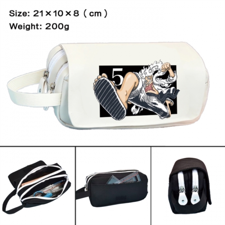 One Piece Anime peripheral handheld large capacity double-layer Oxford cloth pencil case 21X10X8cm