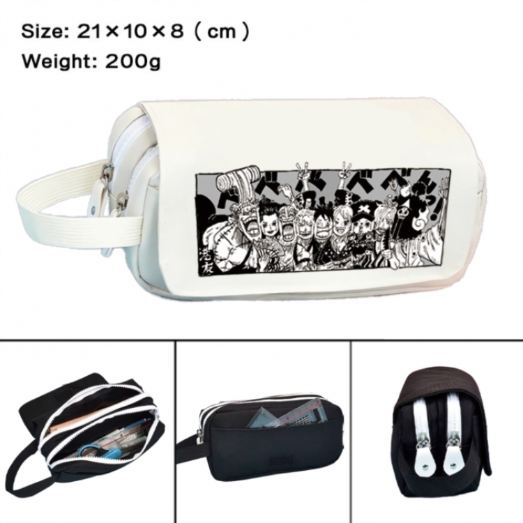 One Piece Anime peripheral handheld large capacity double-layer Oxford cloth pencil case 21X10X8cm