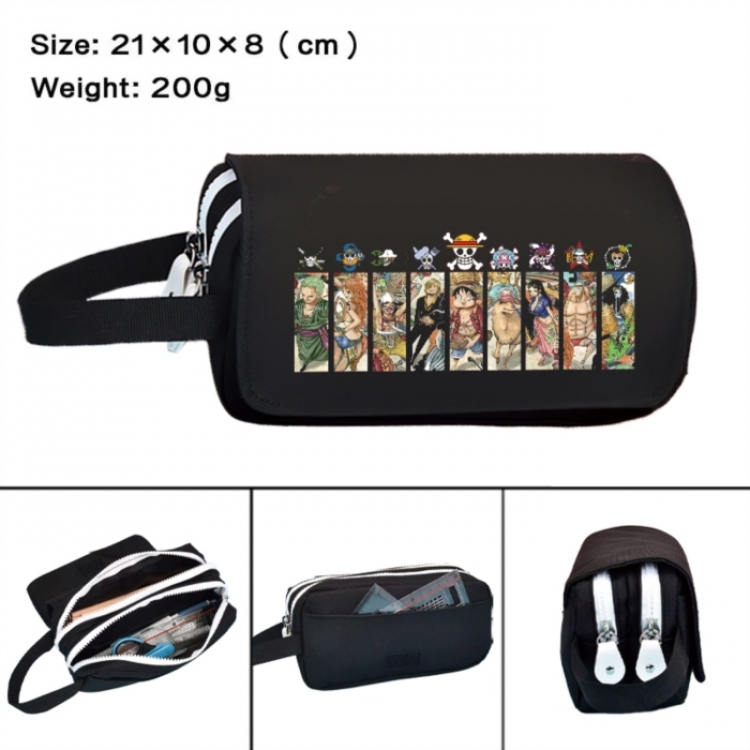 One Piece Anime peripheral handheld large capacity double-layer Oxford cloth pencil case 21X10X8cm