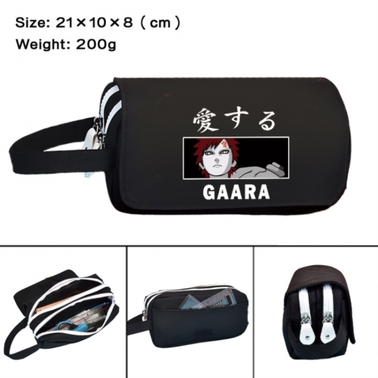 Naruto Anime peripheral handheld large capacity double-layer Oxford cloth pencil case 21X10X8cm