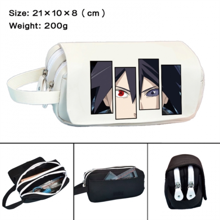 Naruto Anime peripheral handheld large capacity double-layer Oxford cloth pencil case 21X10X8cm
