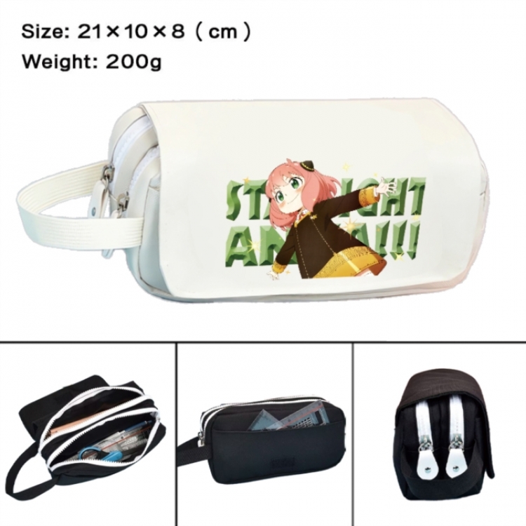SPY×FAMILY  Anime peripheral handheld large capacity double-layer Oxford cloth pencil case 21X10X8cm
