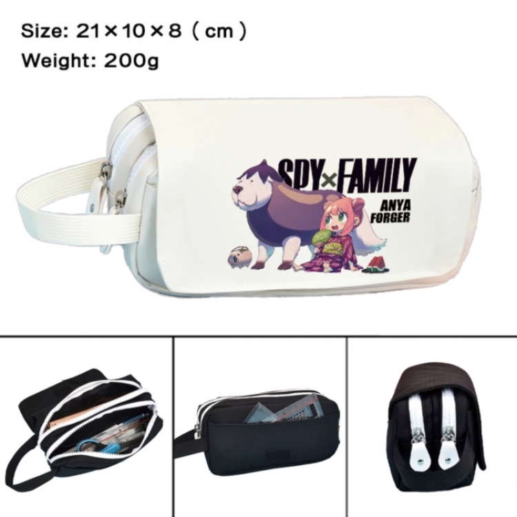 SPY×FAMILY  Anime peripheral handheld large capacity double-layer Oxford cloth pencil case 21X10X8cm