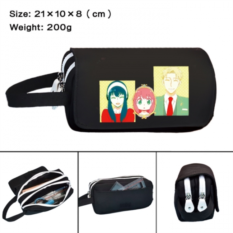 SPY×FAMILY  Anime peripheral handheld large capacity double-layer Oxford cloth pencil case 21X10X8cm