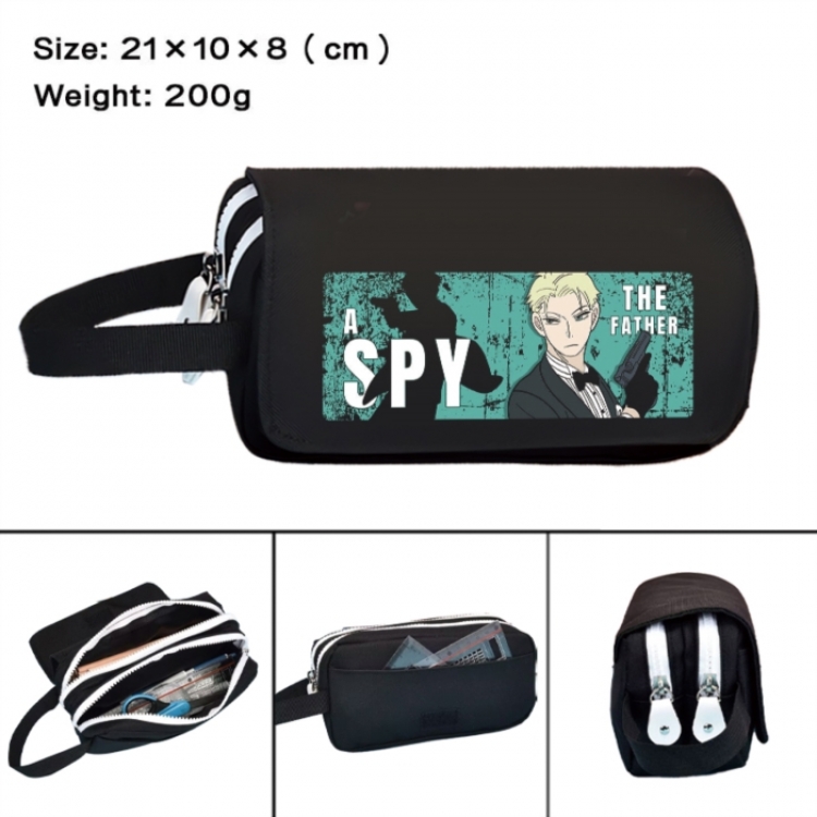 SPY×FAMILY  Anime peripheral handheld large capacity double-layer Oxford cloth pencil case 21X10X8cm