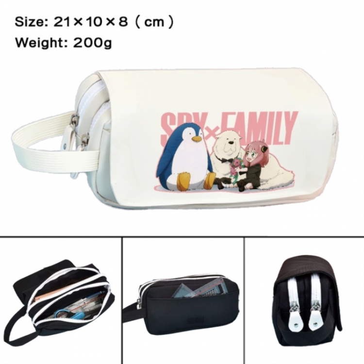SPY×FAMILY  Anime peripheral handheld large capacity double-layer Oxford cloth pencil case 21X10X8cm