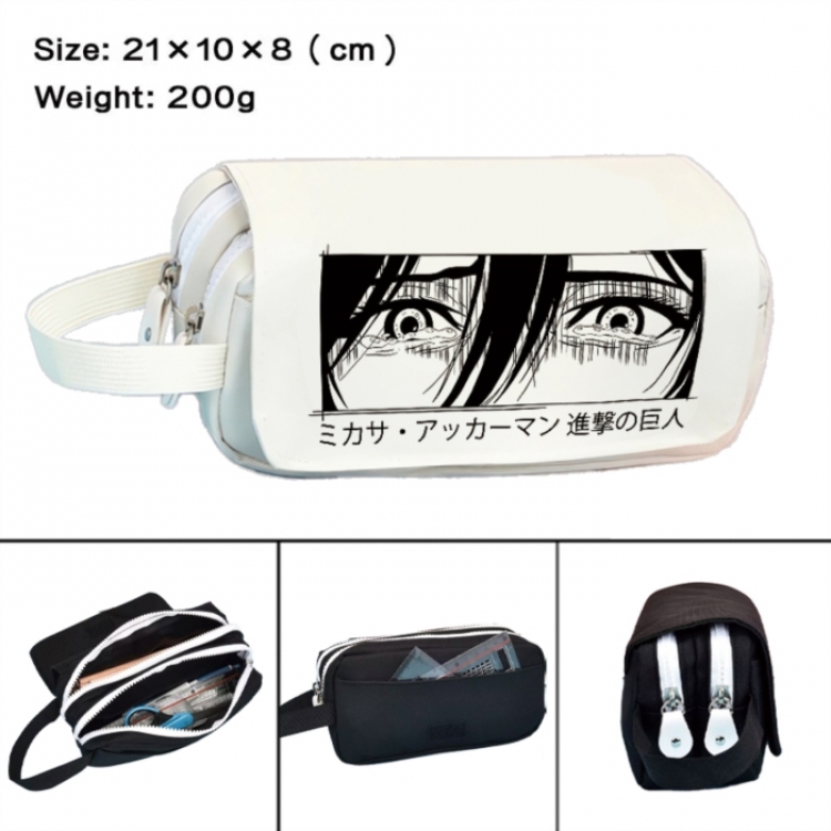 Shingeki no Kyojin Anime peripheral handheld large capacity double-layer Oxford cloth pencil case 21X10X8cm