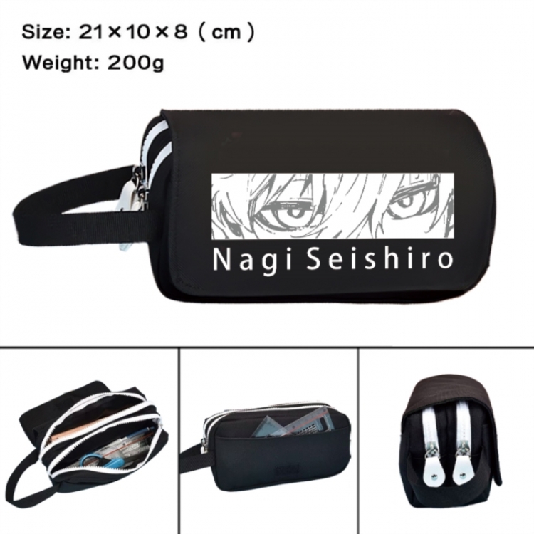 BLUE LOCK Anime peripheral handheld large capacity double-layer Oxford cloth pencil case 21X10X8cm