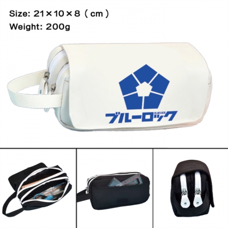 BLUE LOCK Anime peripheral handheld large capacity double-layer Oxford cloth pencil case 21X10X8cm
