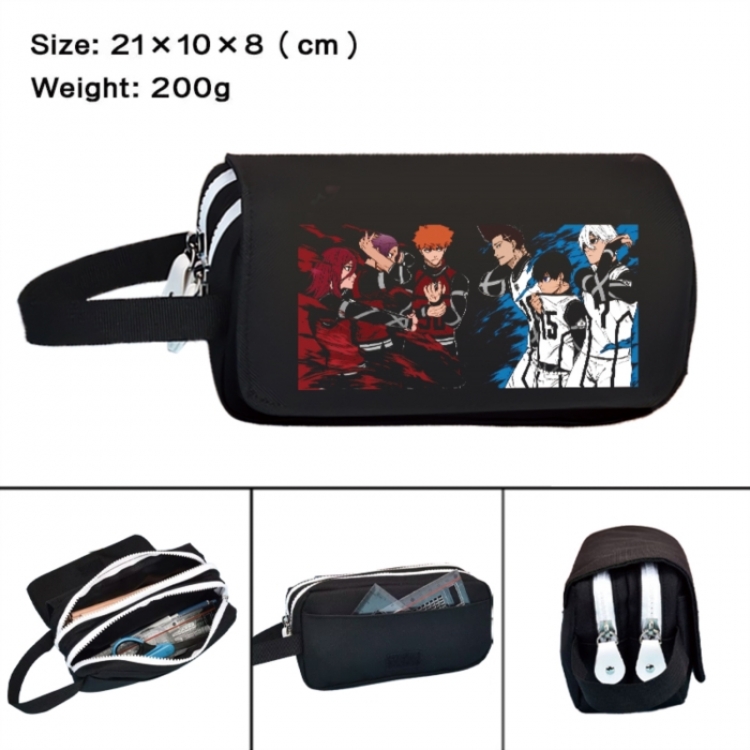 BLUE LOCK Anime peripheral handheld large capacity double-layer Oxford cloth pencil case 21X10X8cm