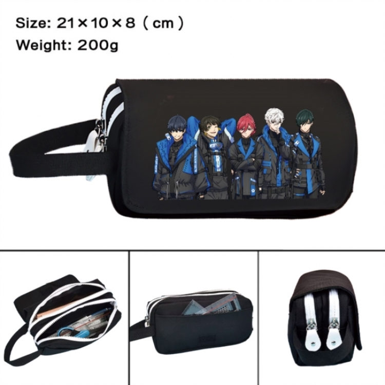 BLUE LOCK Anime peripheral handheld large capacity double-layer Oxford cloth pencil case 21X10X8cm