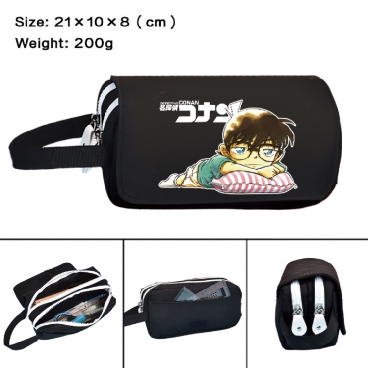Detective conan Anime peripheral handheld large capacity double-layer Oxford cloth pencil case 21X10X8cm