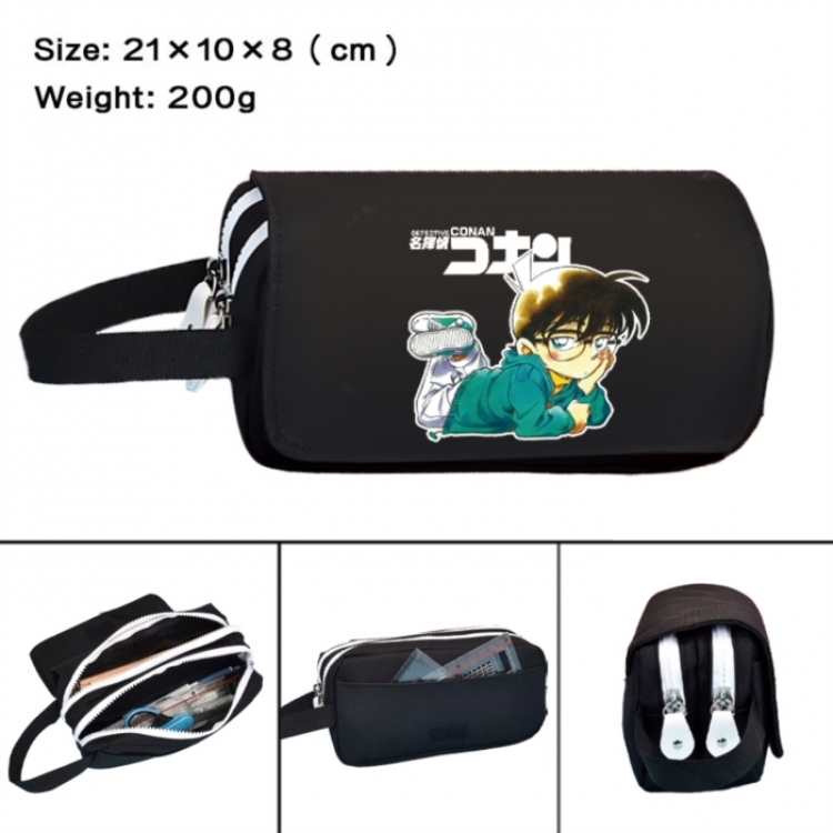 Detective conan Anime peripheral handheld large capacity double-layer Oxford cloth pencil case 21X10X8cm