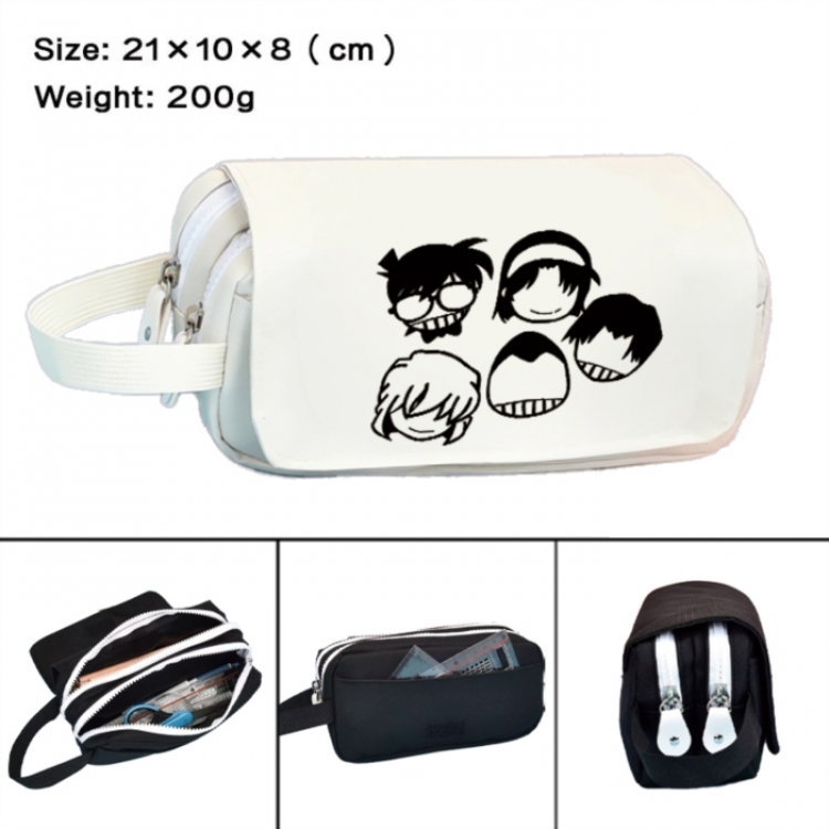 Detective conan Anime peripheral handheld large capacity double-layer Oxford cloth pencil case 21X10X8cm