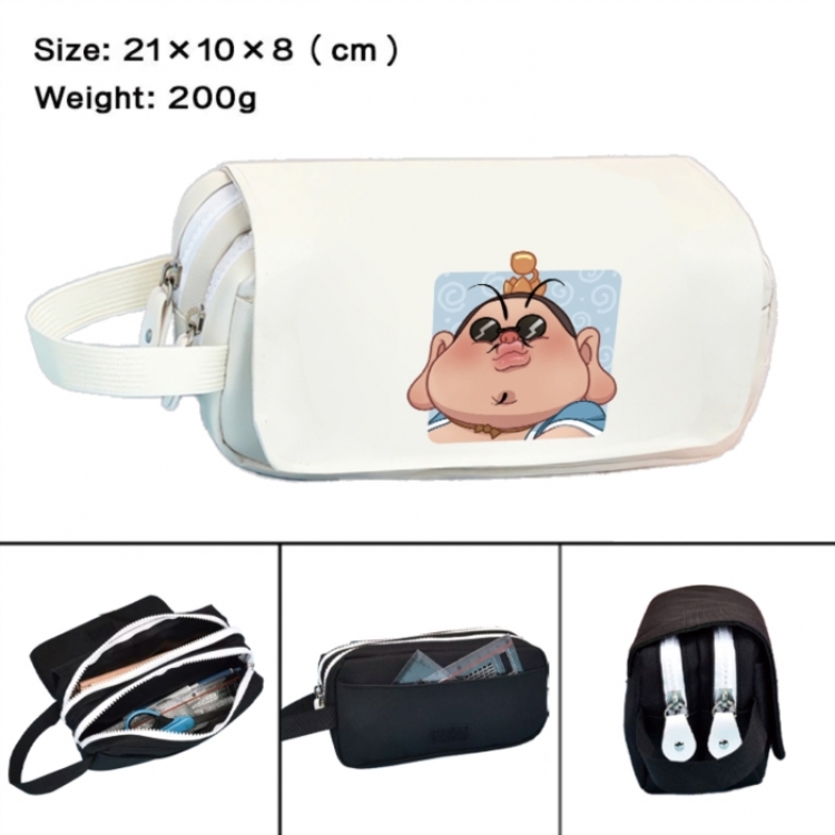 Nezha Anime peripheral handheld large capacity double-layer Oxford cloth pencil case 21X10X8cm