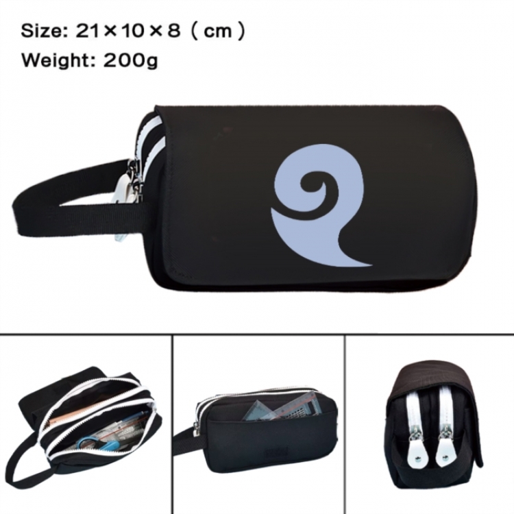 Nezha Anime peripheral handheld large capacity double-layer Oxford cloth pencil case 21X10X8cm