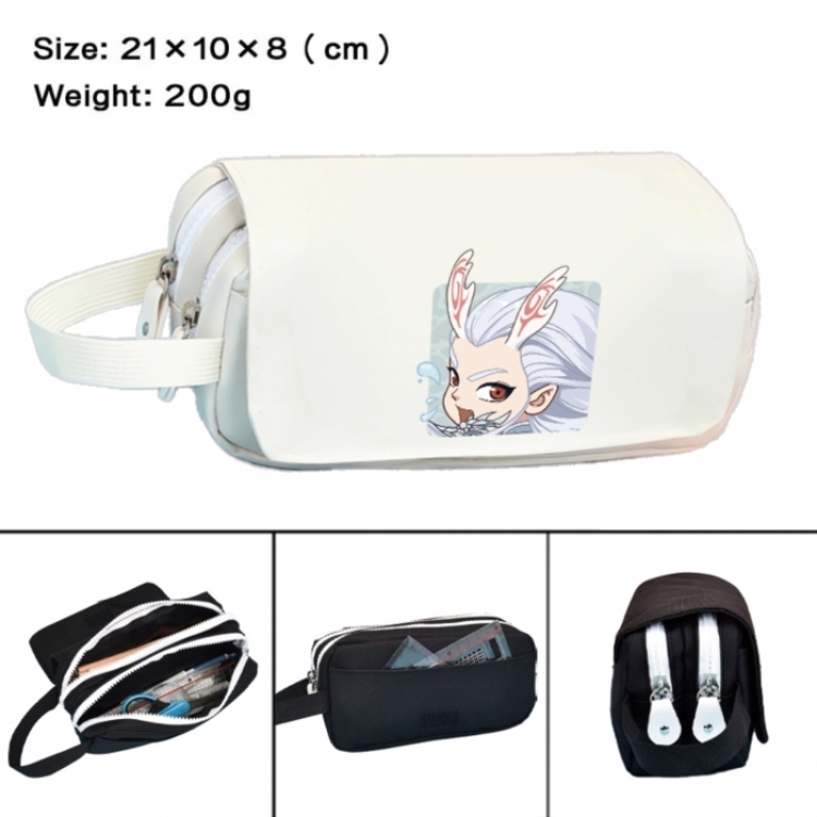 Nezha Anime peripheral handheld large capacity double-layer Oxford cloth pencil case 21X10X8cm