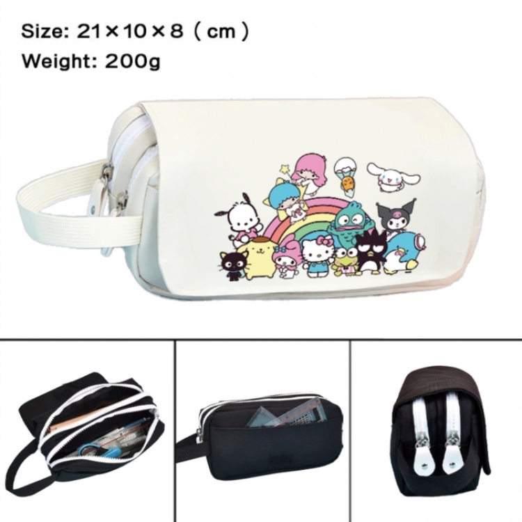 sanrio Anime peripheral handheld large capacity double-layer Oxford cloth pencil case 21X10X8cm