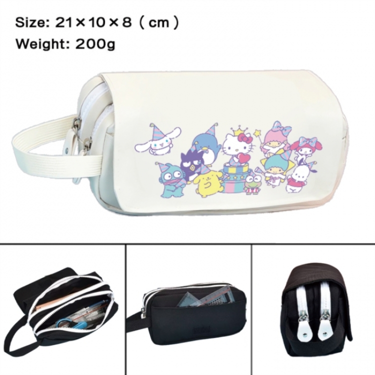 sanrio Anime peripheral handheld large capacity double-layer Oxford cloth pencil case 21X10X8cm
