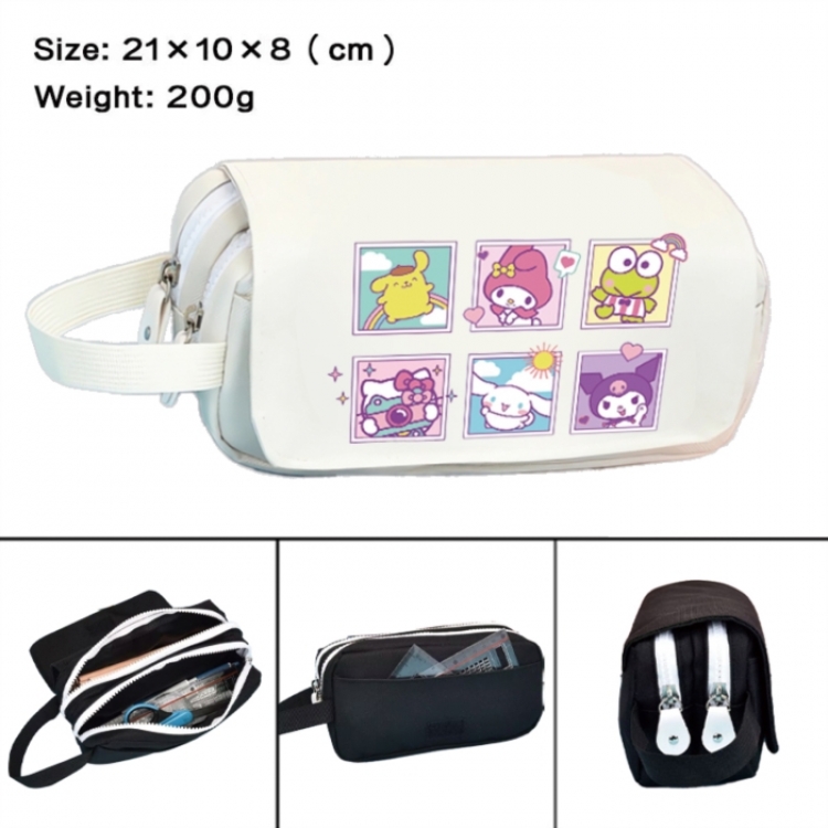sanrio Anime peripheral handheld large capacity double-layer Oxford cloth pencil case 21X10X8cm