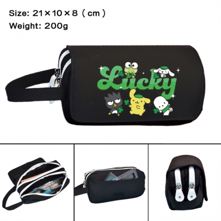 sanrio Anime peripheral handheld large capacity double-layer Oxford cloth pencil case 21X10X8cm
