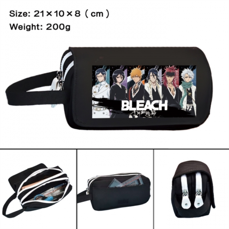 Bleach Anime peripheral handheld large capacity double-layer Oxford cloth pencil case 21X10X8cm