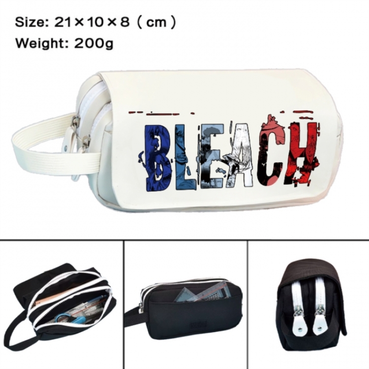 Bleach Anime peripheral handheld large capacity double-layer Oxford cloth pencil case 21X10X8cm