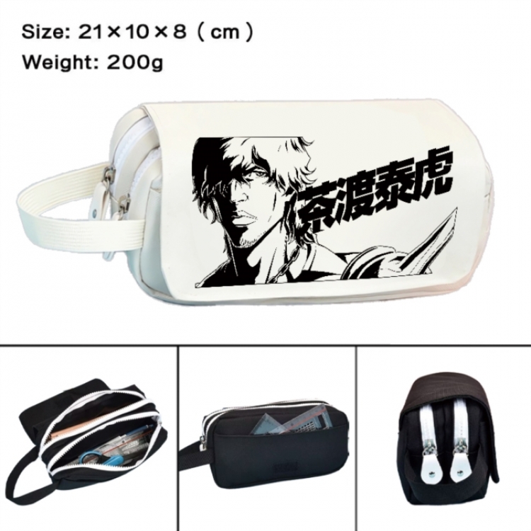 Bleach Anime peripheral handheld large capacity double-layer Oxford cloth pencil case 21X10X8cm